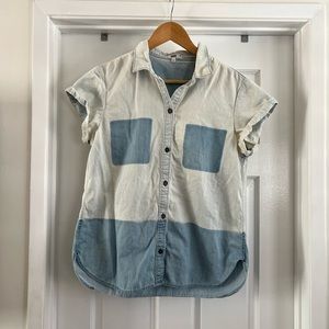 Paige Denim Chambray Button-down Short Sleeve Shirt